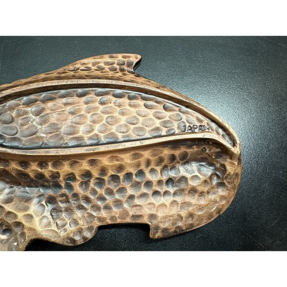 Vtg Sea World Orange Glazed Sword Fish Tray/Bowl Souvenir Faux Wood - Picture 4 of 4